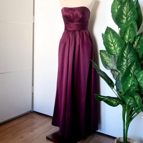 Bill Levkoff Purple Strapless Maxi Dress Size 6